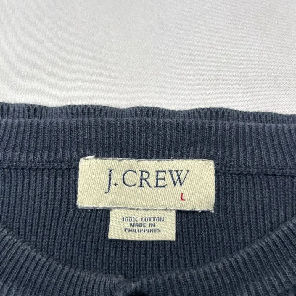 J.Crew Cotton Knit Henley Sweater Shirt Men's Large Pullover Minimalist Heritage